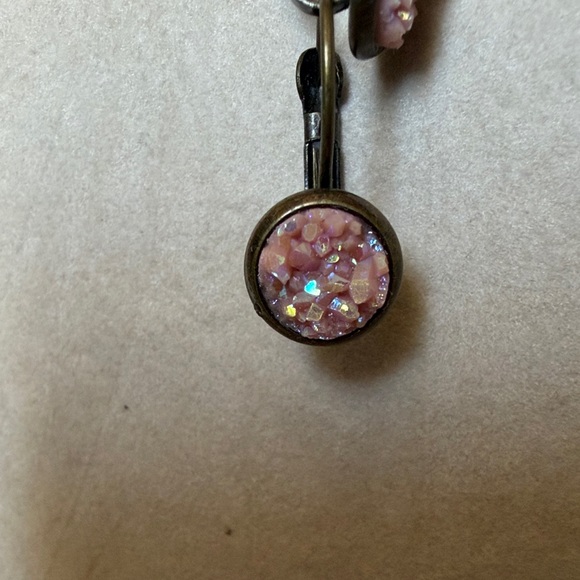 Elegant Pink Crystal Drop Earrings - Picture 2 of 2